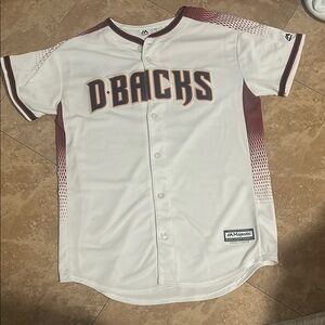 Majestic White and Maroon Kids D-Backs Jersey